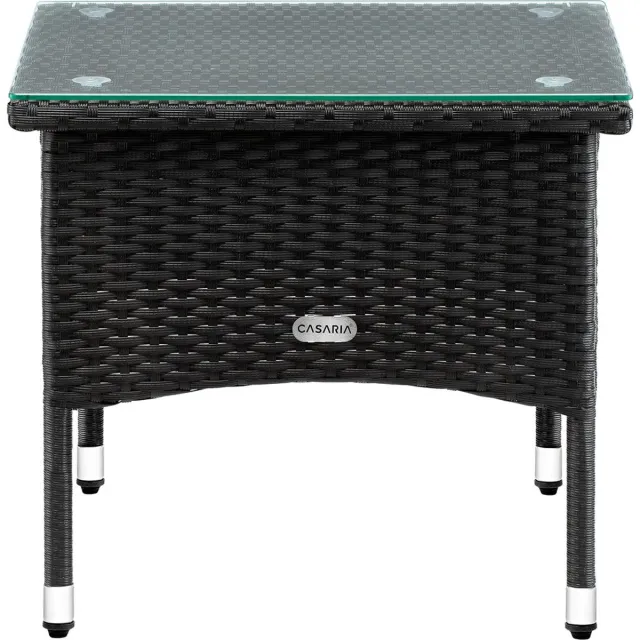 Casaria Polyrattan Bijzettafel Buiten - 50x50x45cm - Zwart