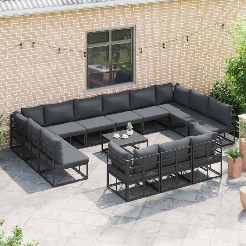vidaXL Tuinbankenset 14 st Zwart Aluminium, foto 3