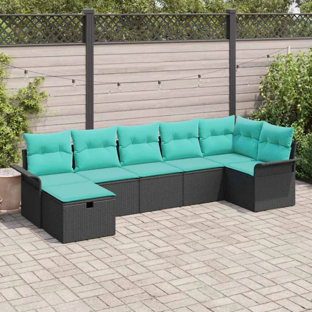 vidaXL Tuin Sofa Set 7 st Poly riet Bruin
