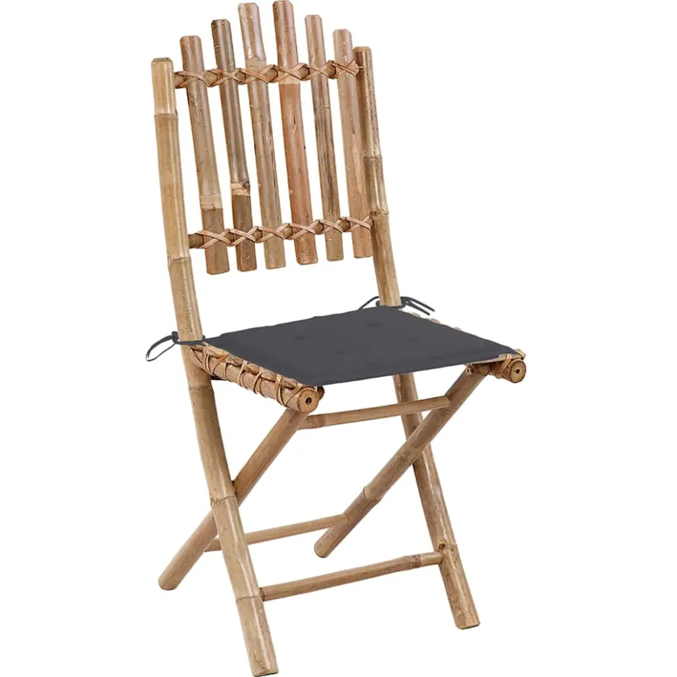vidaXL 5-delige Tuinset inklapbaar met kussens bamboe anthraciet, foto 3