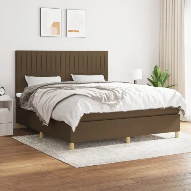vidaXL Boxspring met matras stof donkerbruin 160x200 cm bruin