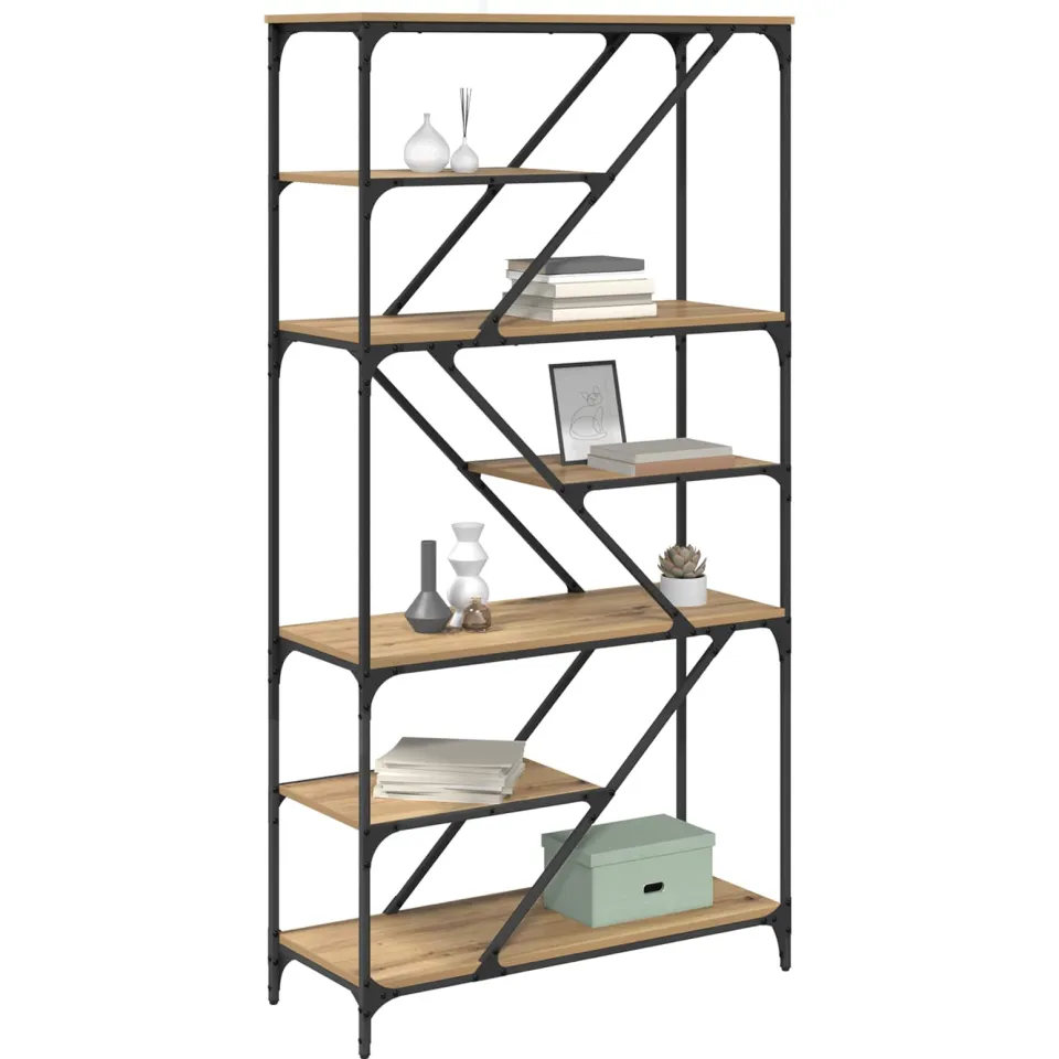 vidaXL Boekenkast 9-laags 91 x 36 x 176 cm Bewerkt hout Artisan Eiken Bruin