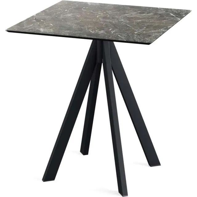 Giga Meubel Tuintafel Galaxy Marble Infinity Zwart Frame HPL 70x70cm - Giga Meubel Grijs