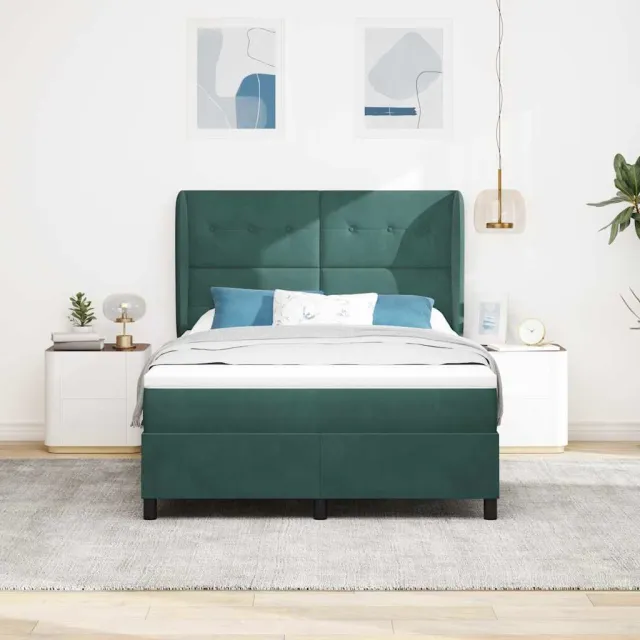vidaXL Boxspringbed met hoofdeinde Donkergroen 190 x 140 cm Fluweel