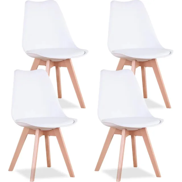 Mura Logistiek Eetkamerstoelen - Set Van 4 Stoelen - Eetkamerstoel - Wit - Modern Ontwerp - Gemakkelijke Montage - Gemakelijk Schoon Te Maken