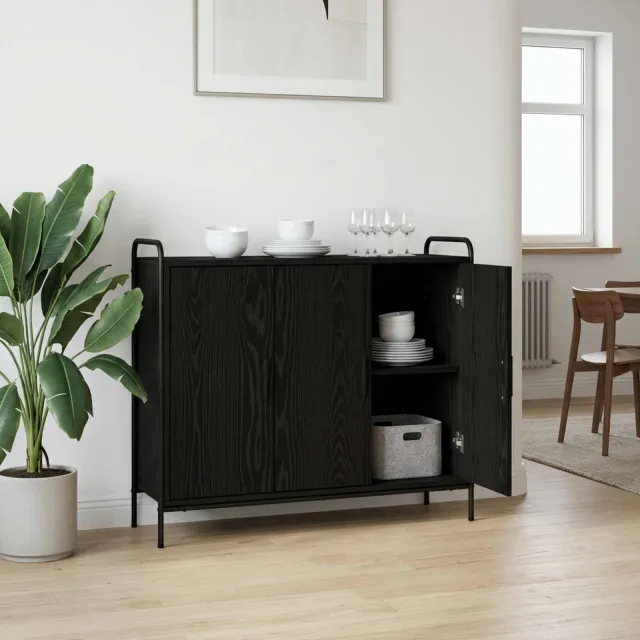 vidaXL Dressoir Zwart eiken 97 x 33 x 81 cm Bewerkt hout