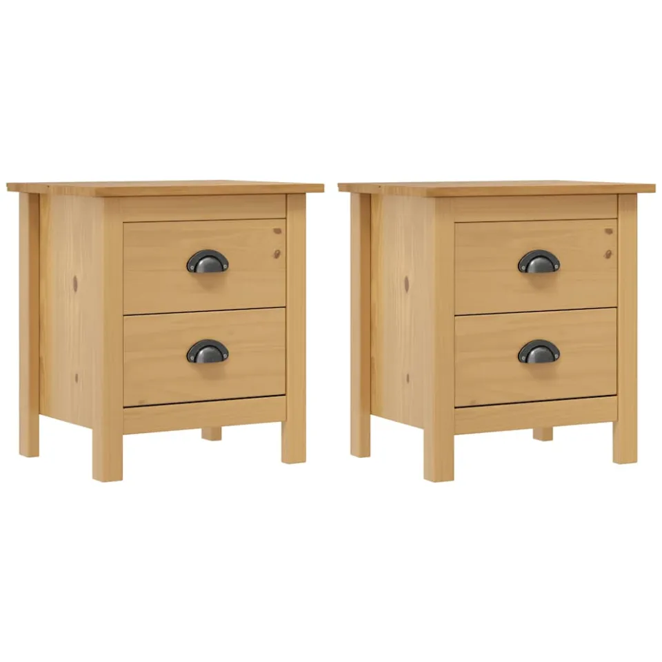 vidaXL Nachtkastjes 2 st Hill 46x35x49,5 cm massief grenenhout bruin, foto 3
