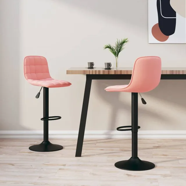vidaXL Barkrukken 2 st fluweel roze, foto 2