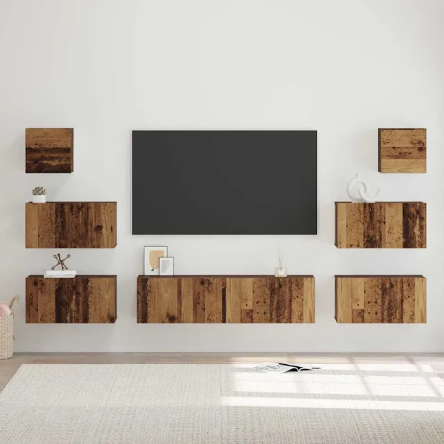 vidaXL Tv-meubelset 8 st 60 x 30 x 30 cm Oud Hout bruin