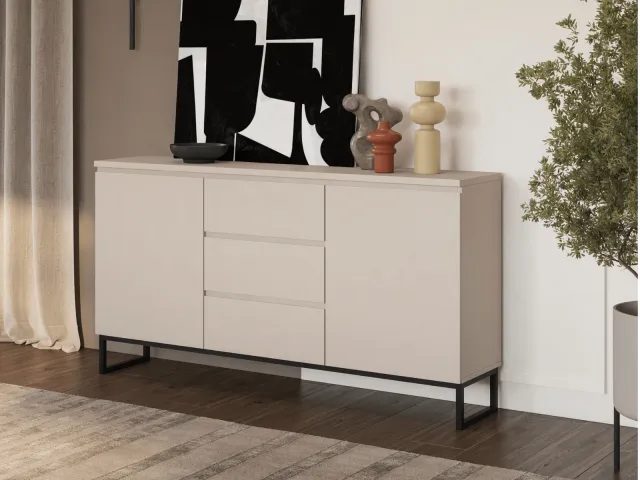 Mobistoxx Dressoir MODOKI 2 deuren 3 lades 150 cm kasjmier