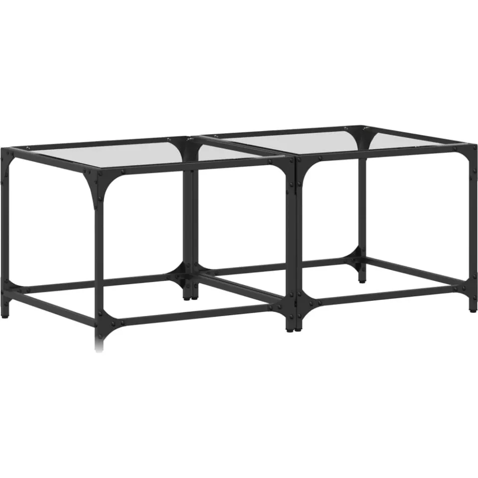 vidaXL Salontafels 2 st met transparant glazen blad 50x50x40 cm staal transparent, foto 3