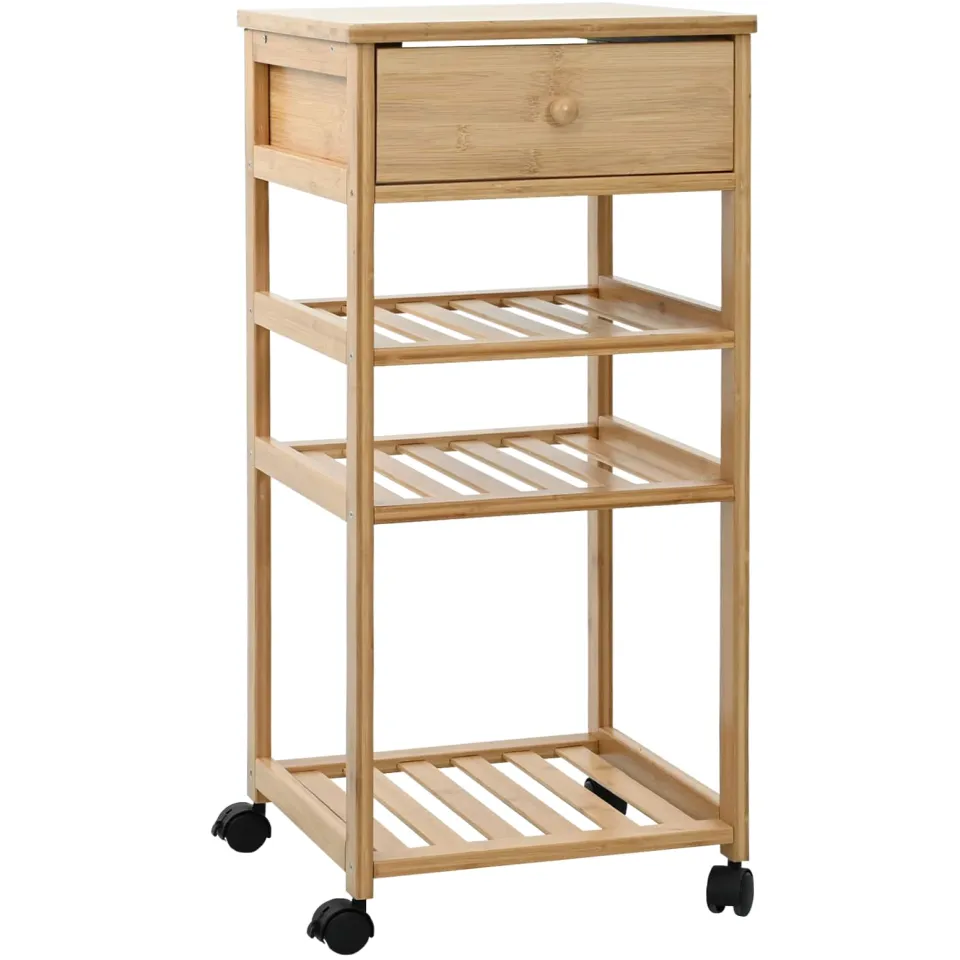 vidaXL Keukentrolley met Wielen Naturel 37 x 36 x 80 cm Bamboe Bruin