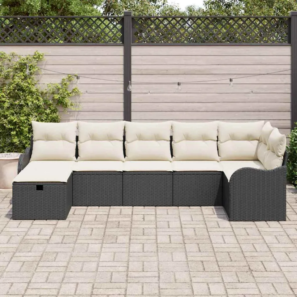vidaXL Tuin Sofa Set 7 st Poly riet beige, foto 3