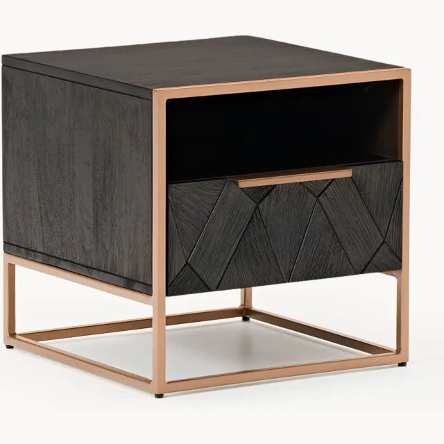 Westwing Collection Nachtkastje Harry van massief mangohout Bruin