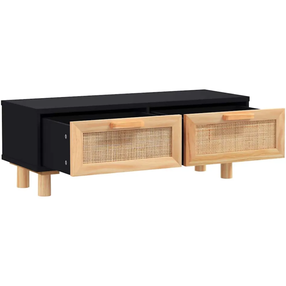 vidaXL Salontafel 80x40x30 cm bewerkt hout en grenenhout zwart
