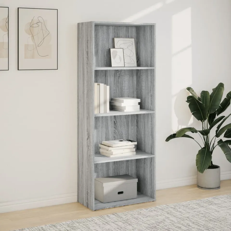 vidaXL Boekenkast 60x30x152 cm bewerkt hout grijs sonoma eikenkleurig, foto 2