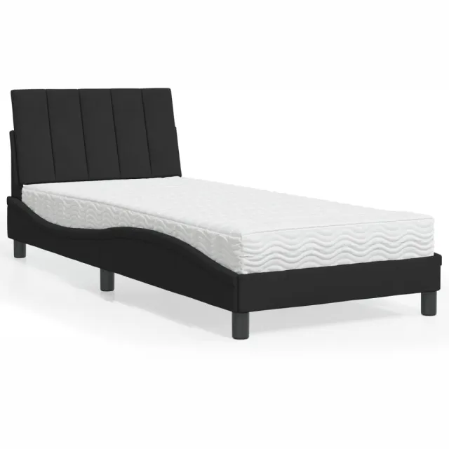 vidaXL Bed met matras "Hanko" fluweel zwart 90x190 cm