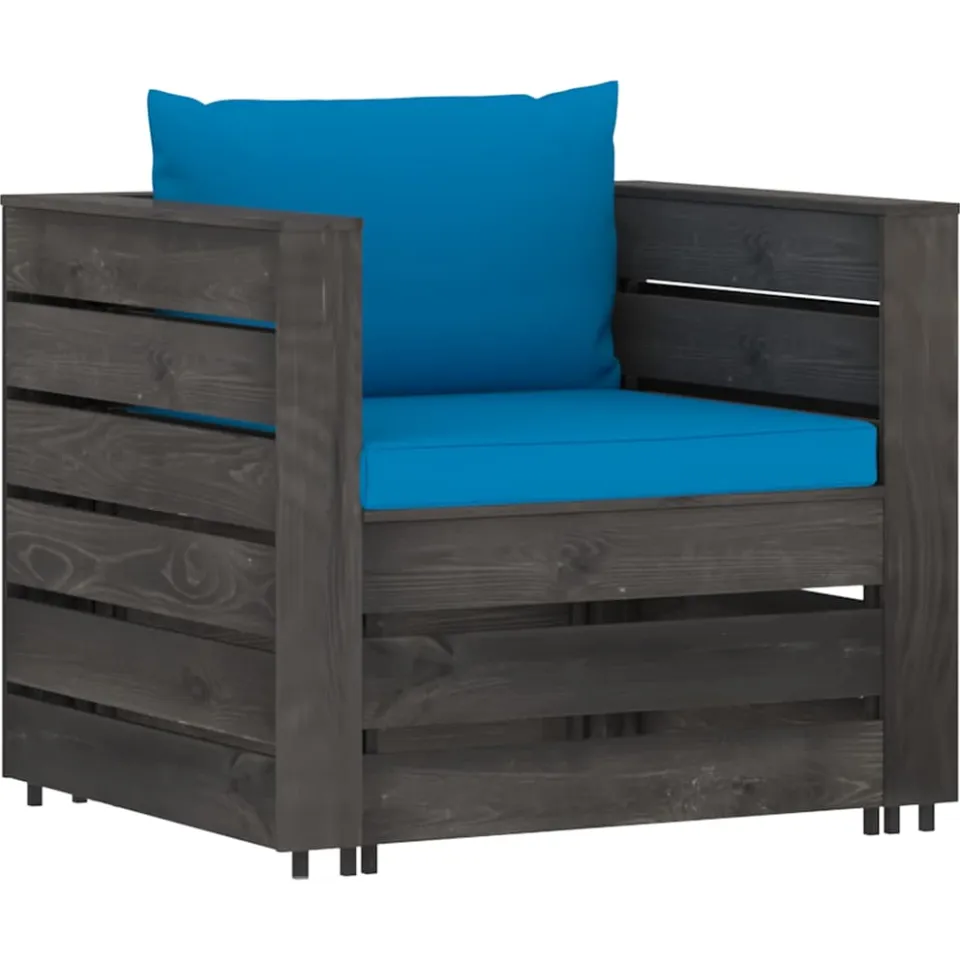 vidaXL 2-delige Loungeset met kussens grijs geïmpregneerd hout, foto 2