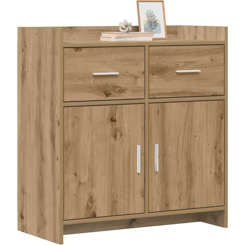 vidaXL Dressoir Artisanaal eiken 75 x 36 x 80 cm Bewerkt hout Bruin