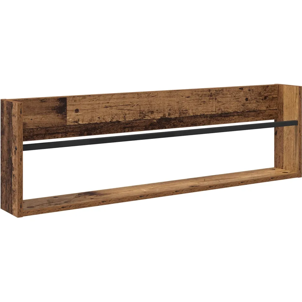 vidaXL Tijdschrift Rek met plank Oudhout 100 x 12 x 30 cm Bewerkt hout bruin, foto 3