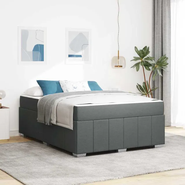 vidaXL Bedframe met matras Donkergrijs 160 x 200 cm Stof