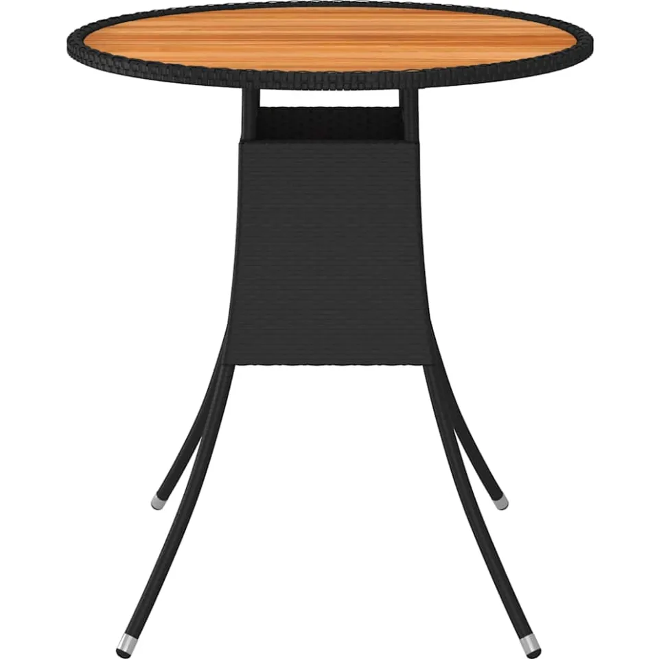 vidaXL Tuintafel Ø70 cm poly rattan en massief acaciahout zwart, foto 2