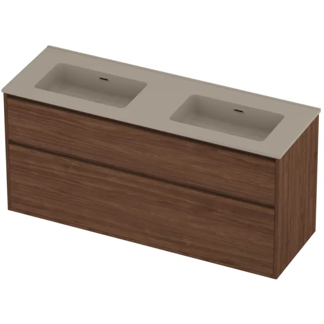 Proline Tribute Badmeubelset Porselein 140x46x67 cm Mat Crème Cotton Indian Walnut Houtlook