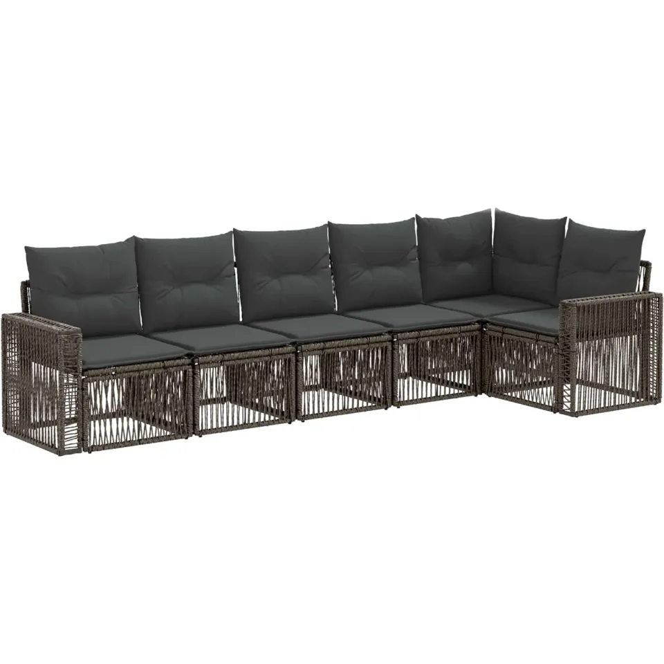 vidaXL Tuinbankenset 6 st 6-zits Grijs en Donkergrijs poly rattan, foto 3
