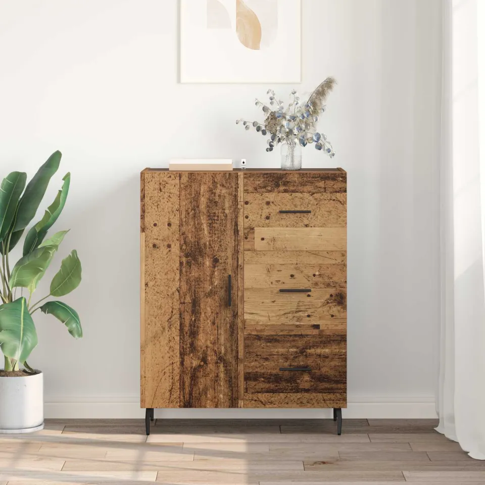 vidaXL Dressoir Oud Hout 69,5 x 34 x 90 cm Gemonteerd hout en ijzer bruin, foto 3