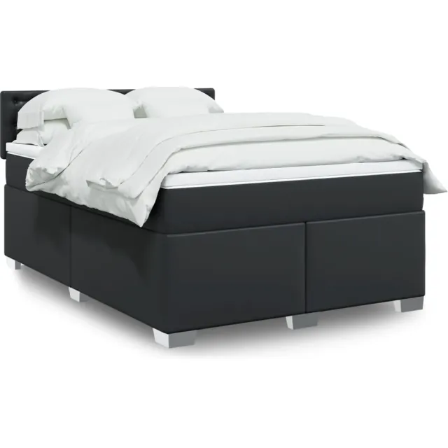 vidaXL Boxspring met matras kunstleer zwart 160x200 cm