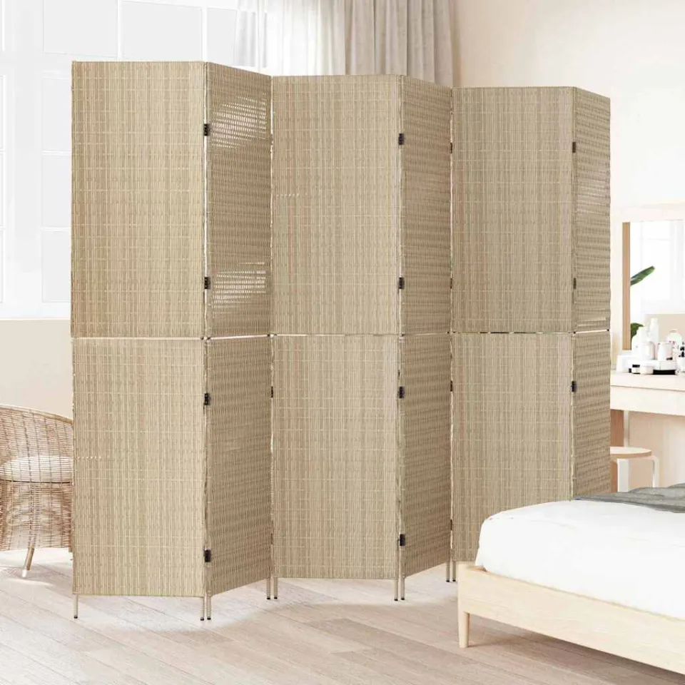 vidaXL Kamerverdeler Beige 292 x 180 cm poly rattan, foto 3