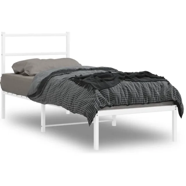 vidaXL Bedframe met hoofdbord zonder matras metaal wit 75x190 cm