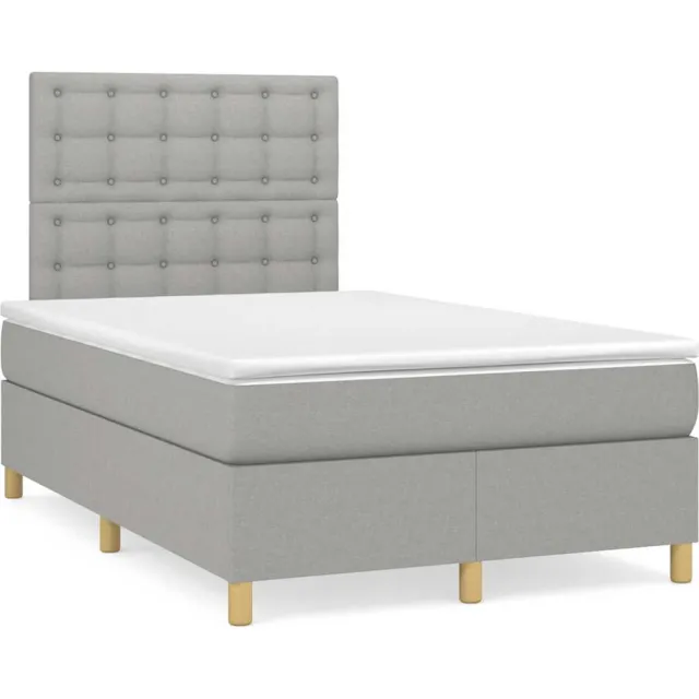 vidaXL Boxspring met matras stof lichtgrijs 120x190 cm grijs