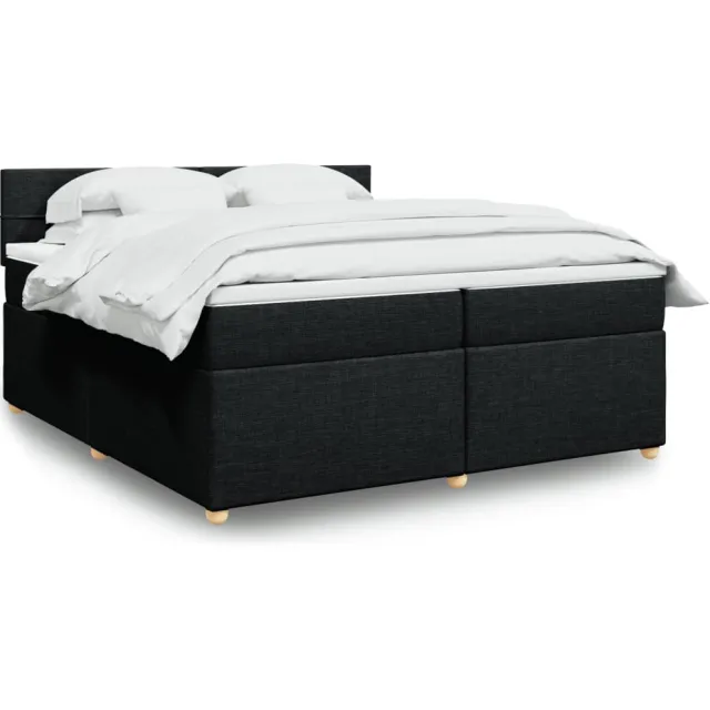 vidaXL Boxspring met matras stof zwart 200x200 cm
