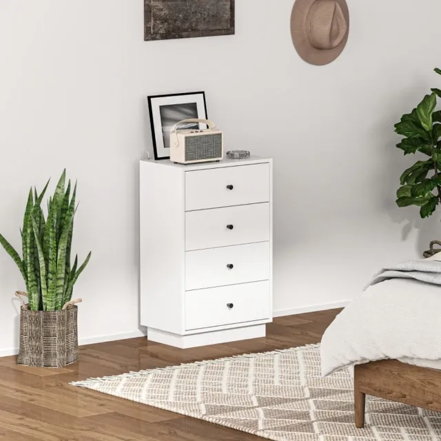 MIVRAY Ladekast - Vier Laden Voor Orde En Opbergruimte - Modern Voor Woonkamer, Slaapkamer En Hal - Spaanplaat - Wit - 47 x 29 x 75 Cm