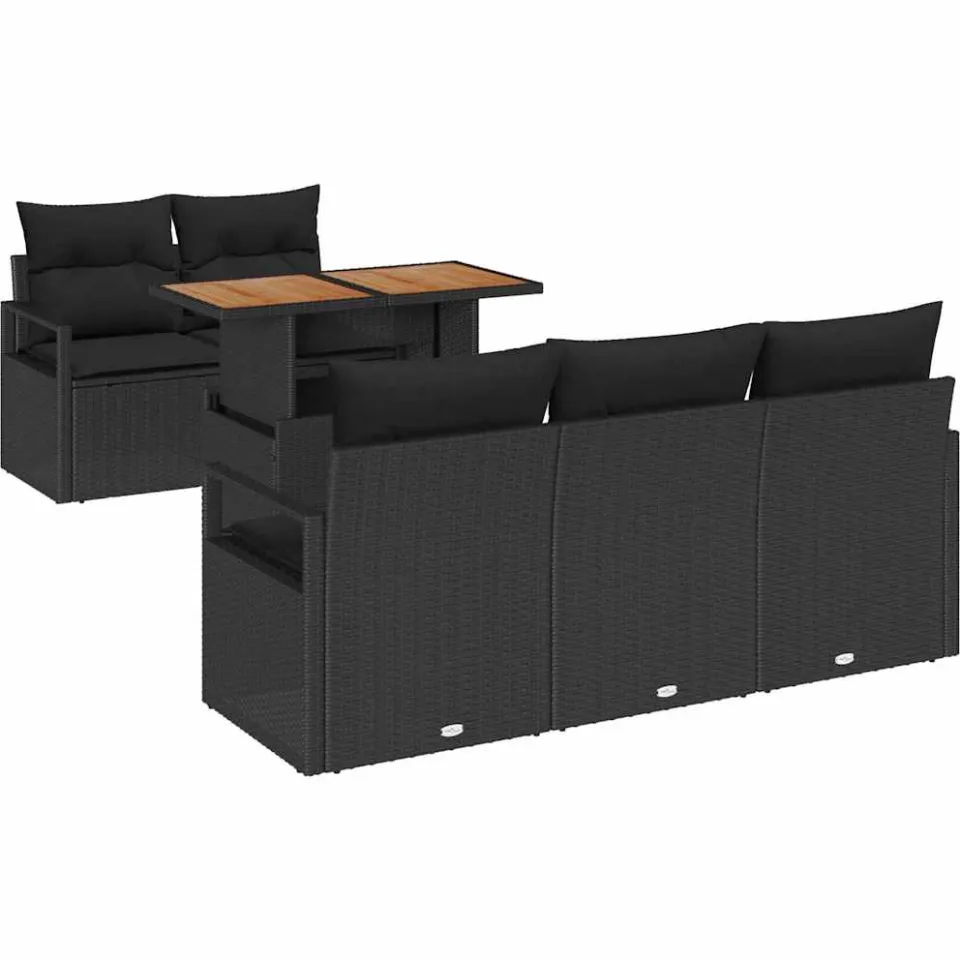 vidaXL Tuin Sofa Set 6 st Zwart Poly riet, foto 4