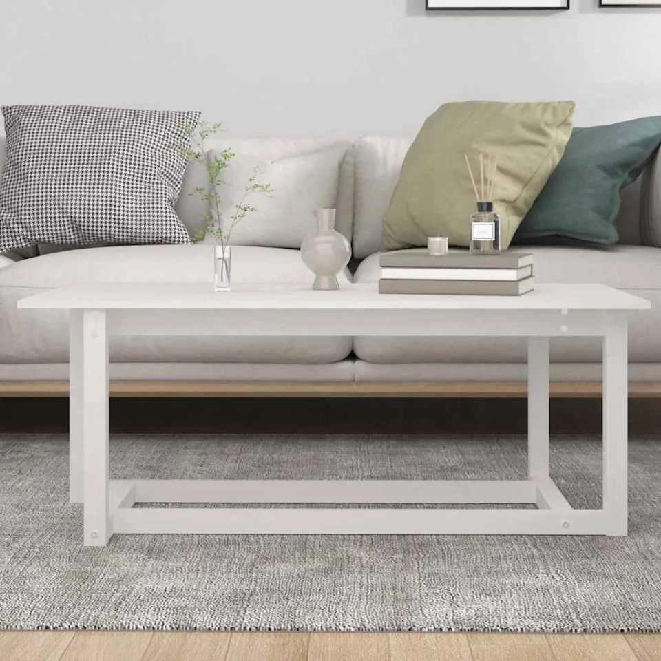 vidaXL Salontafel 110x55x45 cm massief grenenhout wit, foto 3