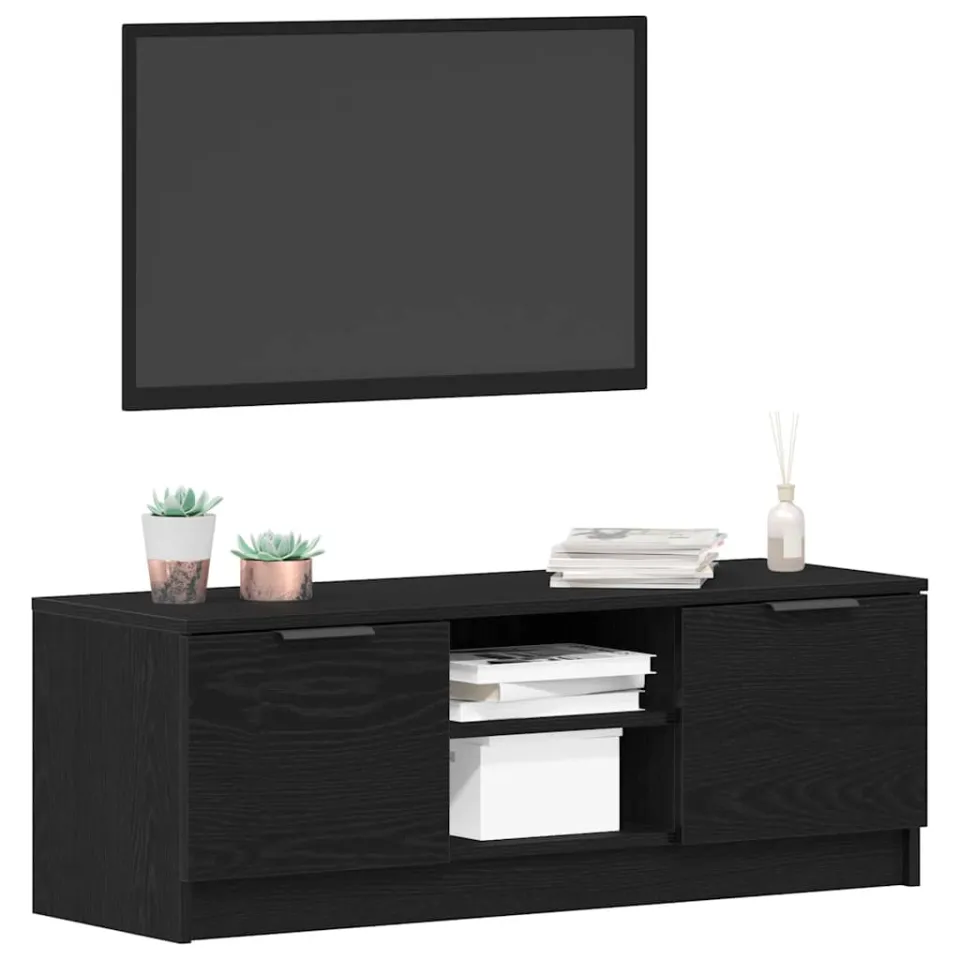 vidaXL TV-kast 102 x 32 x 35.5 cm Zwart Eiken Bewerkt hout, foto 3