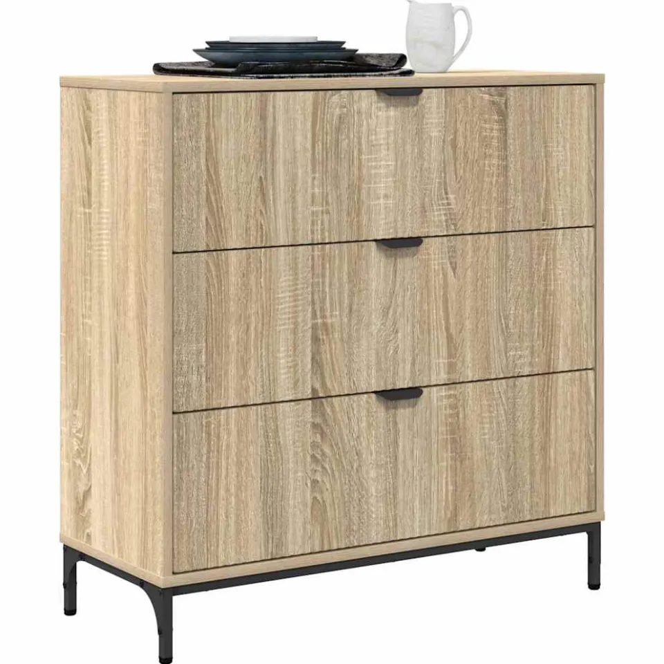 vidaXL Dressoir Sonoma Eiken 79,5 x 33 x 82 cm Bewerkt hout Bruin