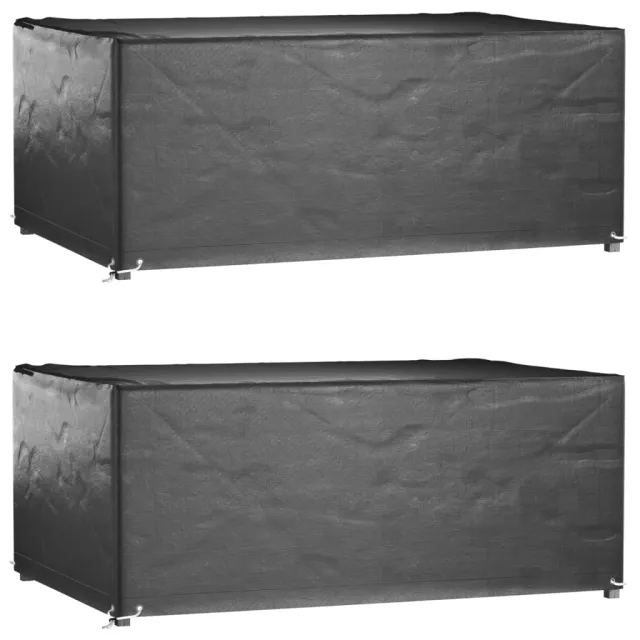 vidaXL Tuinmeubelhoezen 2 st 8 oogjes rechthoekig 180x122x75 cm Zwart
