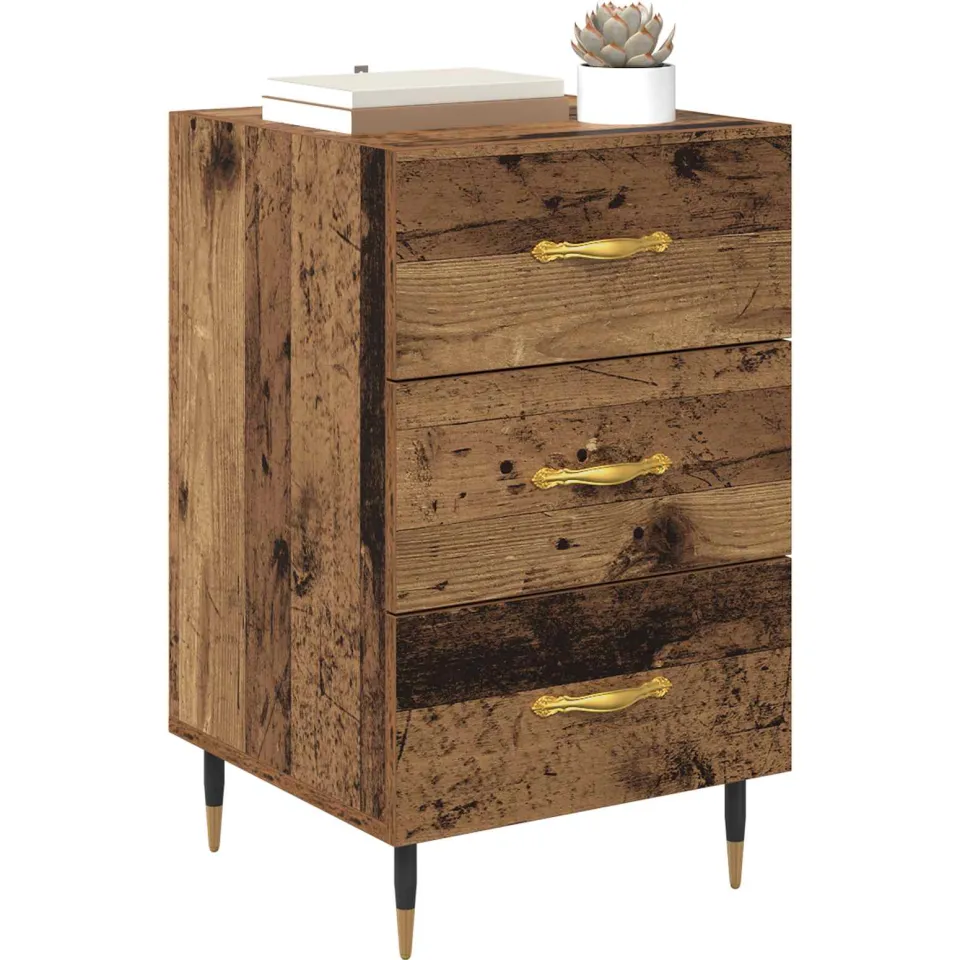 vidaXL Nachtkastje Oudhout 40 x 40 x 66 cm Bewerkt hout Bruin