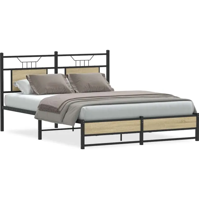 vidaXL Bedframe zonder matras hout sonoma eikenkleurig 137x190 cm Bruin