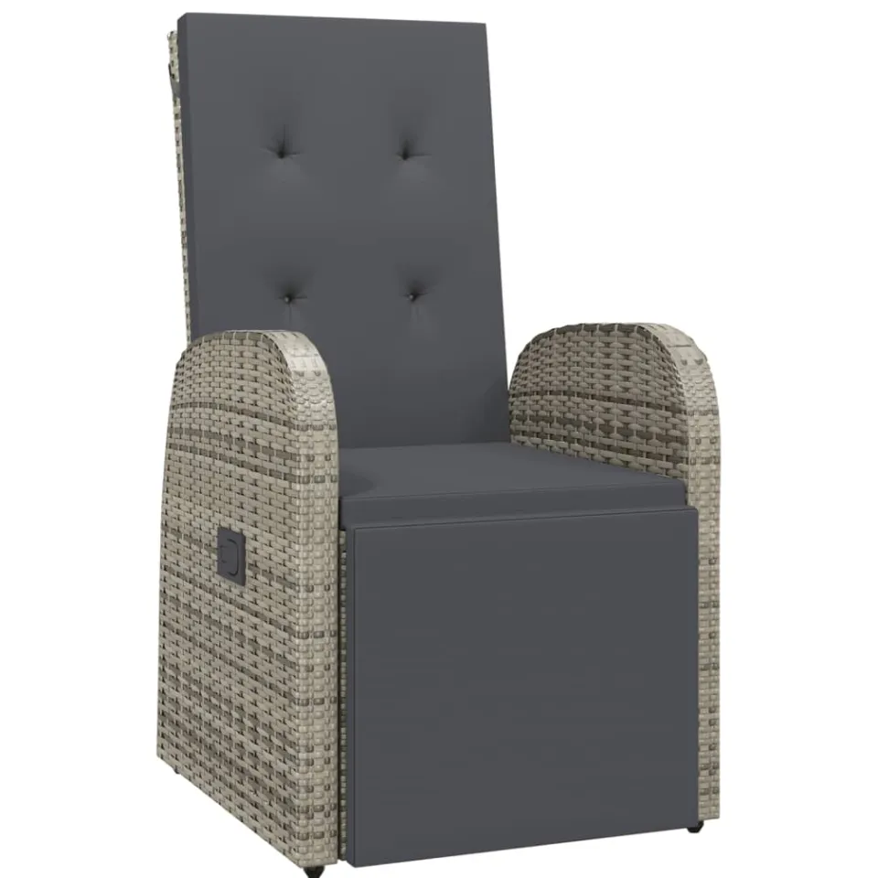 vidaXL 11-delige Tuinset met kussens poly rattan grijs