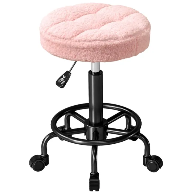 Clruro Werkkruk - 50-66 cm - Draaibaar en In Hoogte Verstelbaar voor Salon en Spa - Kunstleer - Roze