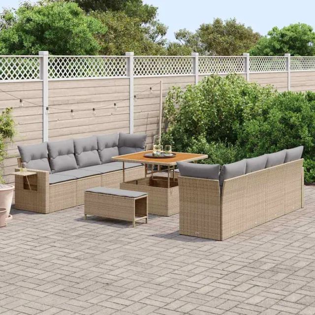 vidaXL Tuin Sofa Set 11 st Beige Poly riet, foto 2