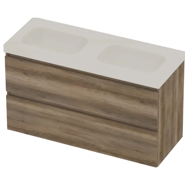 Basic-Line Moby 46 Badmeubelset Polystone 120x46x66 cm M46GWCSO120D0 Scotch Oak Glans Wit