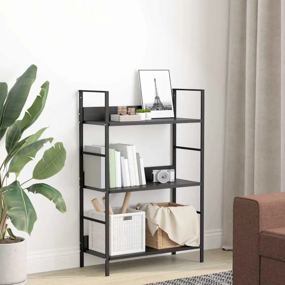 vidaXL Boekenkast met 3 schappen 60x27,6x90,5 cm bewerkt hout zwart, foto 3
