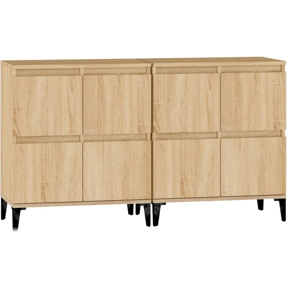 vidaXL Dressoirs 2 st 60x35x70 cm bewerkt hout sonoma eikenkleurig
