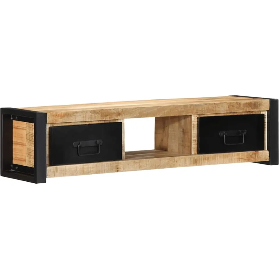 vidaXL Tv-meubel 100x30x25 cm massief ruw mangohout bruin, foto 3