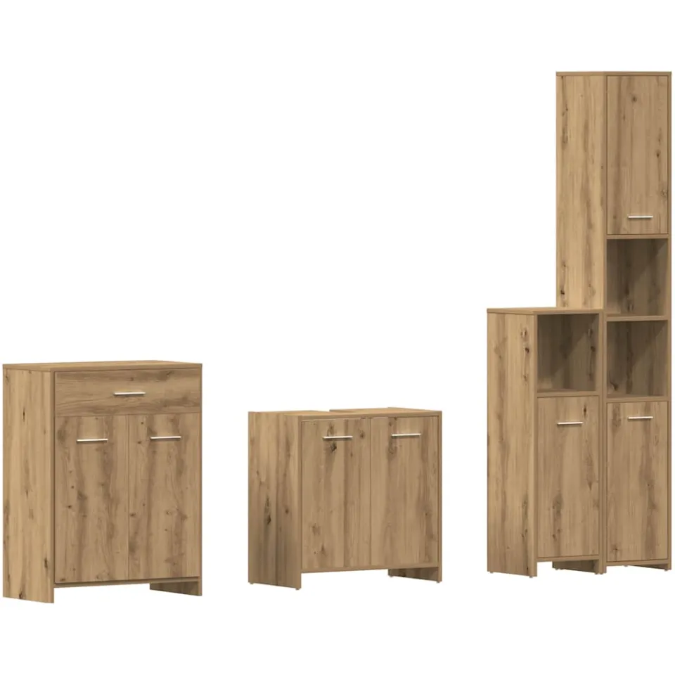 vidaXL 4-delige Badkamermeubelset bewerkt hout artisanaal eikenkleur, foto 3